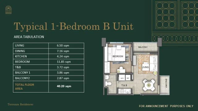 1-Bedroom Unit B